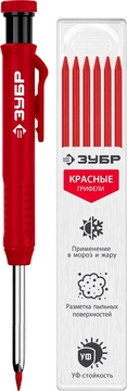 ЗУБР АСК красный, d 2,8 мм, HB, 6 сменных грифелей, автоматический карандаш (06311-3) zb  06311-3