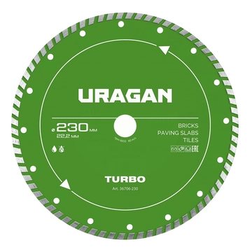 URAGAN TURBO 230 мм, диск алмазный отрезной сегментированный (36706-230) zb  36706-230