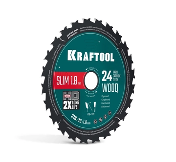 KRAFTOOL Slim wood cut 216 х 30 x 1.8 мм, 24Т, диск пильный по дереву, (36955-216-30-24) zb  36955-216-30-24