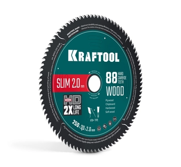 KRAFTOOL Slim wood cut 250 х 30 x 2.0 мм, 88Т, диск пильный по дереву, (36955-250-30-88) zb  36955-250-30-88