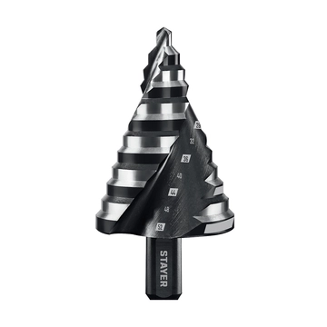 STAYER Pro-Max 6-52мм, 12 ступеней, винтовая спираль, сверло ступенчатое (29661-6-52-12) zb  29661-6-52-12
