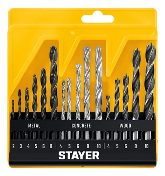 STAYER Combi 16 предметов, набор комбинированных сверл (29720-H16) zb  29720-h16_z01