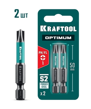 KRAFTOOL OPTIMUM PH/FL 1, 50 мм, 2 шт, биты (261221-1-50-2) zb  261221-1-50-2