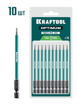 KRAFTOOL OPTIMUM TX 6, 100 мм, 10 шт, биты (26126-6-100-S10) zb  26126-6-100-s10