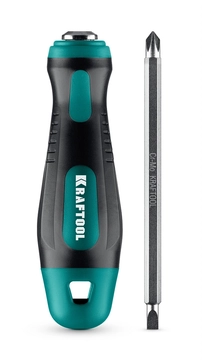 KRAFTOOL Universal-12, PH 0-1-2-3-4, PZ 1-2-3-4, SL 5, 6, 8 мм, 12-в-1, универсальная переставная отвертка с двусторонним стержнем (26168) zb  26168_z01