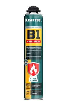 KRAFTOOL FIRE STOP B1, 750 мл, пистолетная, огнестойкая, не залипающий клапан, 240°С, SVS, выход до 51 л, монтажная пена (41186) zb  41186_z01_m