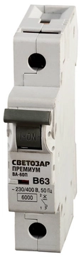 СВЕТОЗАР ВА-60П, 1P, 63А, B, 6кА, автоматический выключатель, Премиум (SV-49011-63-B) zb  sv-49011-63-b