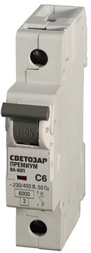 СВЕТОЗАР ВА-60П, 1P, 50А, C, 6кА, автоматический выключатель, Премиум (SV-49021-50-C) zb  sv-49021-50-c