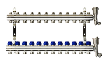 Ридан 088U0712R — Комплект коллекторов FHF-12R set с кронштейнами и торцевыми секциями с автоматическими воздухоотводчиками, 12 контуров 088u0712r