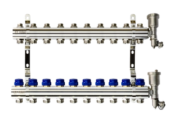 Ридан 088U0710R — Комплект коллекторов FHF-10R set с кронштейнами и торцевыми секциями с автоматическими воздухоотводчиками, 10 контуров 088u0710r