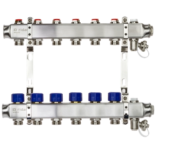 Ридан 088U0976R — Комплект коллекторов SSM-6R set с кронштейнами, ручным воздухоотводчиком, сливным краном и торцевой заглушкой, 6 контуров 088u0976r