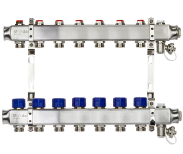 Ридан 088U0977R — Комплект коллекторов SSM-7R set с кронштейнами, ручным воздухоотводчиком, сливным краном и торцевой заглушкой, 7 контуров 088u0977r