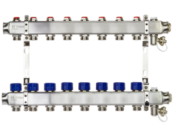 Ридан 088U0978R — Комплект коллекторов SSM-8R set с кронштейнами, ручным воздухоотводчиком, сливным краном и торцевой заглушкой, 8 контуров 088u0978r