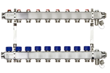 Ридан 088U0979R — Комплект коллекторов SSM-9R set с кронштейнами, ручным воздухоотводчиком, сливным краном и торцевой заглушкой, 9 контуров 088u0979r