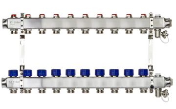 Ридан 088U0980R — Комплект коллекторов SSM-10R set с кронштейнами, ручным воздухоотводчиком, сливным краном и торцевой заглушкой, 10 контуров 088u0980r