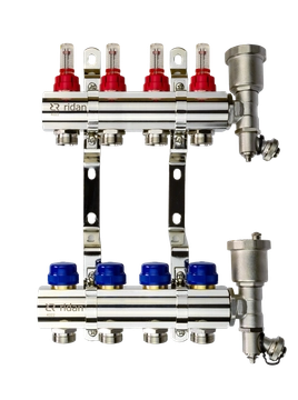 Ридан 088U0724R — Комплект коллекторов FHF-4RF set с расходомерами, кронштейнами и торцевыми секциями с автоматическими воздухоотводчиками, 4 контура 088u0724r