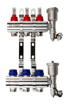 Ридан 088U0723R — Комплект коллекторов FHF-3RF set с расходомерами, кронштейнами и торцевыми секциями с автоматическими воздухоотводчиками, 3 контура 088u0723r