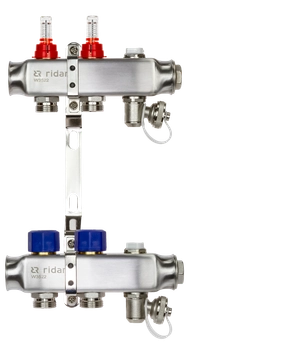Ридан 088U0952R — Комплект коллекторов SSM-2RF set с расходомерами, кронштейнами, ручным воздухоотводчиком, сливным краном и торцевой заглушкой, 2 контура 088u0952r