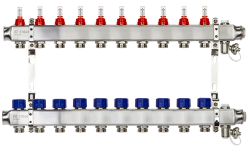Ридан 088U0960R — Комплект коллекторов SSM-10RF set с расходомерами, кронштейнами, ручным воздухоотводчиком, сливным краном и торцевой заглушкой, 10 контуров 088u0960r