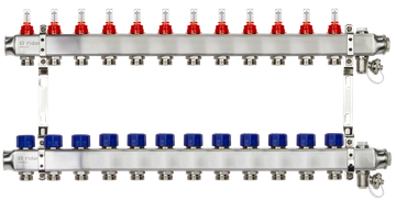 Ридан 088U0962R — Комплект коллекторов SSM-12RF set с расходомерами, кронштейнами, ручным воздухоотводчиком, сливным краном и торцевой заглушкой, 12 контуров 088u0962r