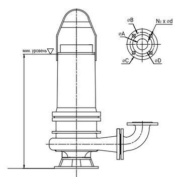 Колено для канализационного насоса DN100 для насоса WQ WL 19089967