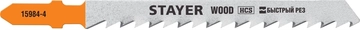 STAYER  T144D, T-хвост., HCS сталь, по дереву, шаг зуба 4 мм (6TPI), раб. длина 75 мм, 2 шт, полотна для лобзика, Professional (15984-4) 15984-4_z02