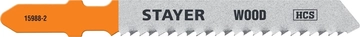STAYER  T119B, T-хвост., HCS сталь, по дереву/фанере/ДСП, шаг зуба 2 мм (12TPI), раб. длина 50 мм, 2 шт, полотна для лобзика, Professional (15988-2) 15988-2_z02
