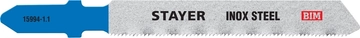 STAYER  T118GF, T-хвост., Bi-Metal, по металлу 0.5-1.5 мм, шаг зуба 1.1 мм, раб. длина 50 мм, 2 шт, полотна для лобзика, Professional (15994-1.1) 15994-1.1_z02