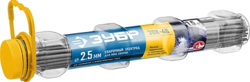 ЗУБР  Д 2.5 х 350 мм, 1.5 кг в ПВХ тубе, ЗОК-46 рутил-целлюлозный, электрод сварочный, Профессионал (40031-2.5) 40031-2.5