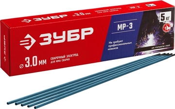 ЗУБР  Д 3.0 х 350 мм, 5 кг в коробке, МР-3 рутиловый, электрод сварочный (40015-3.0) 40015-3.0