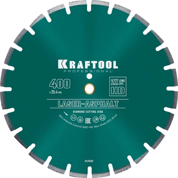 KRAFTOOL  Laser-Asphalt, 400 мм, (25.4/20 мм, 10 х 3.4 мм), сегментный алмазный диск (36687-400) 36687-400