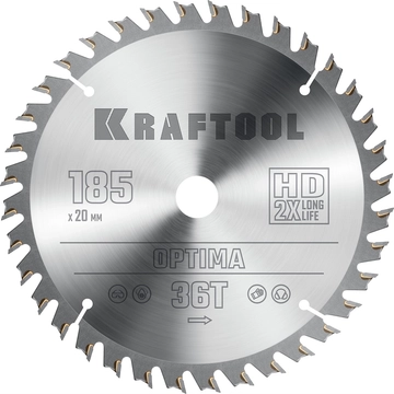 KRAFTOOL  Optima, 185 х 20 мм, 36Т, пильный диск по дереву (36951-185-20) 36951-185-20