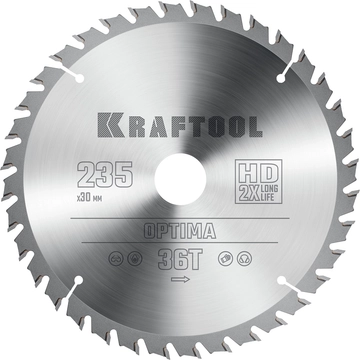 KRAFTOOL  Optima, 235 х 30 мм, 36Т, пильный диск по дереву (36951-235-30) 36951-235-30