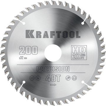 KRAFTOOL  Precision, 200 х 32 мм, 48Т, пильный диск по дереву (36952-200-32) 36952-200-32