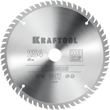 KRAFTOOL  Precision, 254 х 30 мм, 60Т, пильный диск по дереву (36952-254-30) 36952-254-30