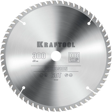 KRAFTOOL  Precision, 300 х 30 мм, 60Т, пильный диск по дереву (36952-300-30) 36952-300-30
