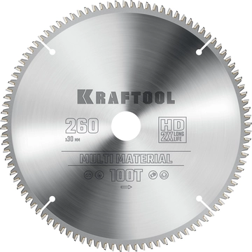 KRAFTOOL  Multi Material, 260 х 30 мм, 100Т, пильный диск по алюминию (36953-260-30) 36953-260-30
