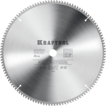 KRAFTOOL  Multi Material, 355 х 25.4 мм, 120Т, пильный диск по алюминию (36953-355-25.4) 36953-355-25.4