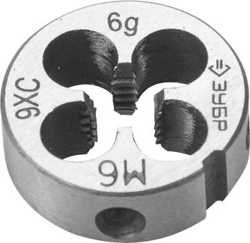 ЗУБР  М6 x 1.0 мм, сталь 9ХС, плашка круглая ручная (4-28022-06-1.0) 4-28022-06-1.0