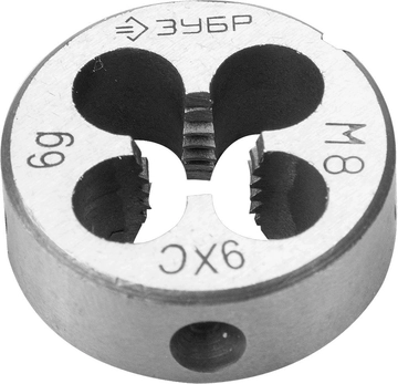 ЗУБР  М8 x 1.0 мм, сталь 9ХС, плашка круглая ручная (4-28022-08-1.0) 4-28022-08-1.0