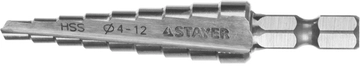 STAYER  4-12 мм, 9 ступеней, сталь HSS, ступенчатое сверло (29660-4-12-9) 29660-4-12-9