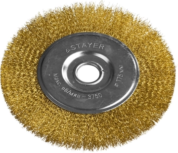 STAYER  175 мм, витая стальная латунированная проволока 0.3 мм, щетка дисковая для УШМ, Professional (35122-175) 35122-175