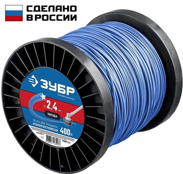 ЗУБР  ЗВЕЗДА, 2.4 мм, 400 м, леска для триммера, Профессионал (71025-2.4) 71025-2.4