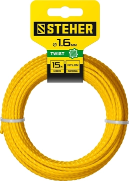 STEHER  ВИТОЙ КВАДРАТ, 1.6 мм, 15 м, леска для триммера (75020-1.6) 75020-1.6