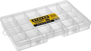 STAYER   HANDY-15, 380 x 230 x 50 мм, (15″), пластиковый органайзер с 18 ячейками (38051-15) 38051-15_z01