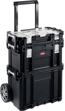 KETER  SMART ROLLING, 564 х 373 х 700 мм, (22″), набор пластиковый ящик-тележка + ящик для инструментов + ящик органайзер (38390-22) 38390-22