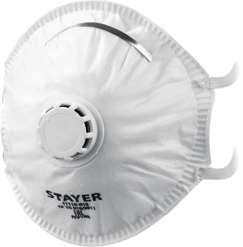 STAYER  KV-99, класс защиты FFP3, коническая, фильтрующая полумаска с клапаном выдоха (11110-3) 11110-3_z01