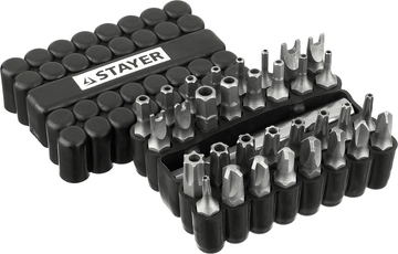 STAYER  33 шт, набор специальных бит с магнитным адаптером (26084-H33) 26084-H33