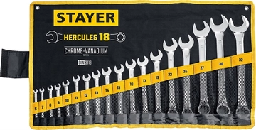 STAYER  HERCULES, 18 шт, 6 - 32 мм, набор комбинированных гаечных ключей, Professional (27081-H18) 27081-H18_z01