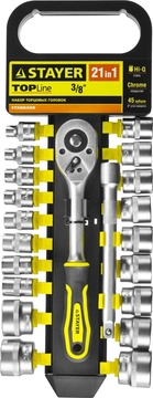 STAYER  RSS 21M, 21 предм., (3/8″), набор торцовых головок (27752-H21) 27752-H21